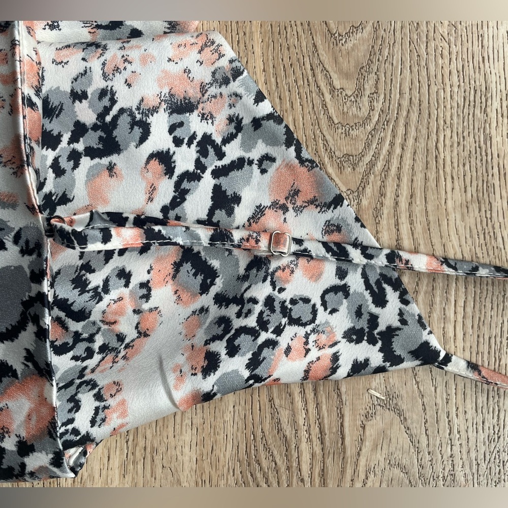 Native Daughters Satin Cowl Neck Cami Leopard Print Tank Top Adjustable Straps - Picture 5 of 5